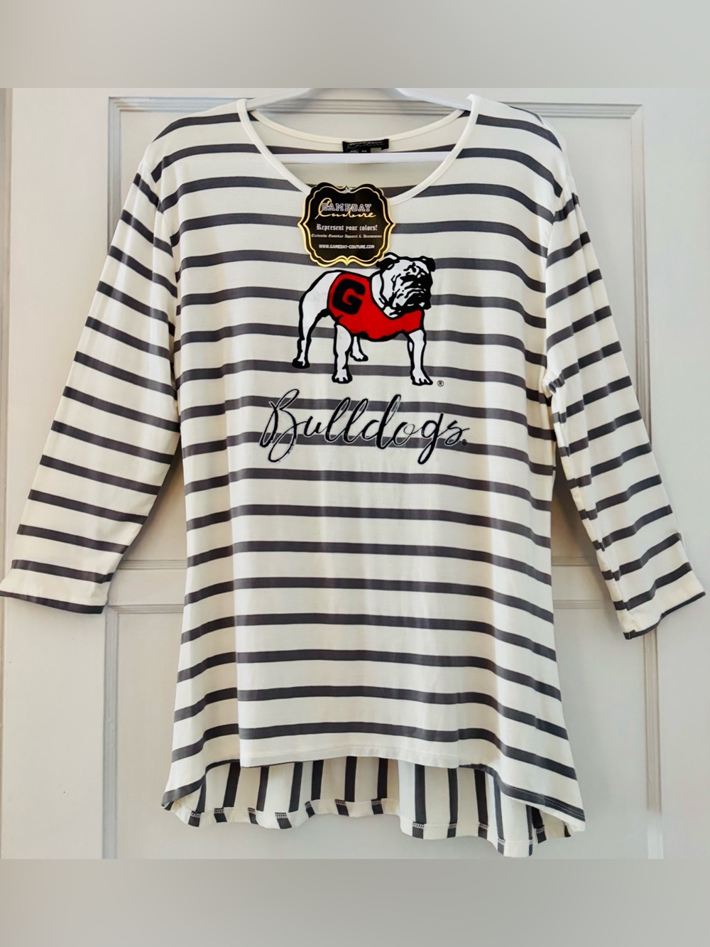 Georgia Bulldogs Striped Top - Game day Couture -NWT - Size. Medium